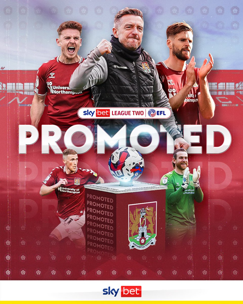 😍 𝗗𝗥𝗘𝗔𝗠𝗟𝗔𝗡𝗗! 😍

Job done on the final day 👊

For the third time in eight seasons, <a href="/ntfc/">Northampton Town</a> clinch promotion to <a href="/SkyBetLeagueOne/">Sky Bet League One</a> 🆙
