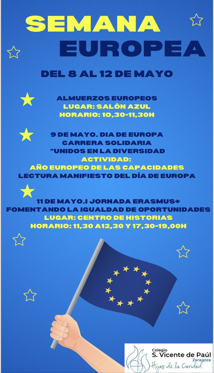 paulaszaragoza's tweet photo. Damos la bienvenida a los alumnos y profesores italianos y griegos que nos visitan y celebramos nuestra SEMANA EUROPEA...Te la vas a perder? 💪🇪🇺 #TESELA
#ColegiosHHCC
#EducaciónVicenciana
#SaberMásParaServirMejor
#ConstruimosSueñosDePaz https://t.co/XUWIqXqloN