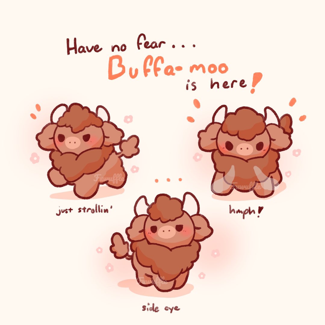 fuwuffle's tweet photo. Have no fear, Buffamoo is here!! 😆
#fuwuffle #cuteart #ArtistOnTwitter #buffamoo https://t.co/vCHbdZhWl7