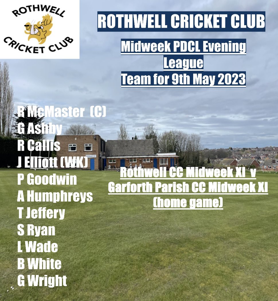 RothwellCricket's tweet photo. Tuesday is T20 day! We are at home to @GarforthPCCC in the Pontefract & District T20 League game, starting at 6pm. Team below 🏏 #rothwellcricketclub #pdcl #rothwell #cricket #t20 https://t.co/ZSretNo13M