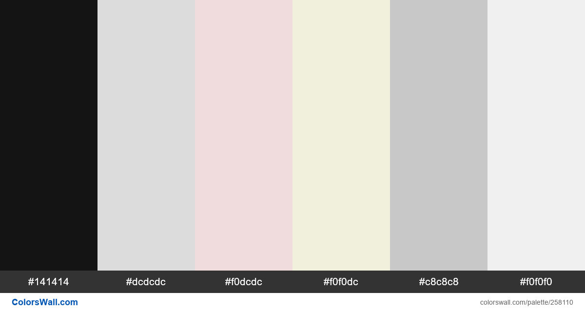 colorswall's tweet image. Clean munich green ui colours #141414, #dcdcdc, #f0dcdc, #f0f0dc, #c8c8c8, #f0f0f0 #colors #palette colorswall.com/palette/258110