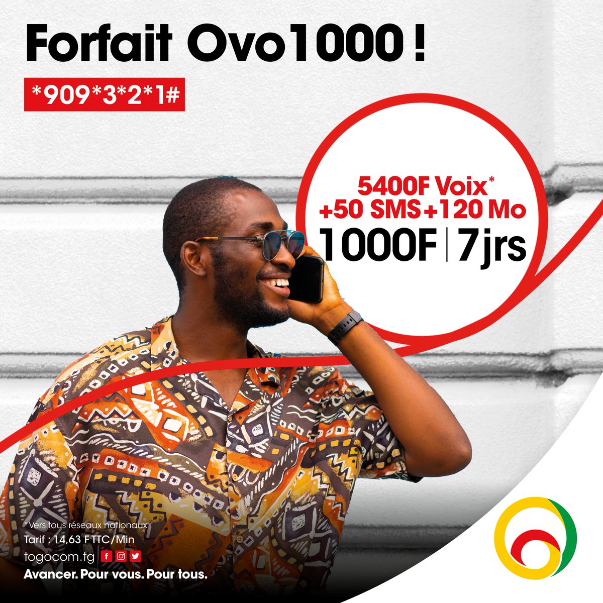 YasTogo's tweet photo. Reste connecté et parle sans compter !😄

Souscris au forfait ovo 1000F qui t'offre 5400f vers tous les réseaux nationaux + 50 SMS + 120 Mo valable 7 jours 😊

Tarif : 14,63 F/Min

Tape vite *919*3*2*1# et parle sans compter ! 💬📞

#Togocom #ForfaitsTogocom #Forfaitmixte https://t.co/LS42wE6N3i
