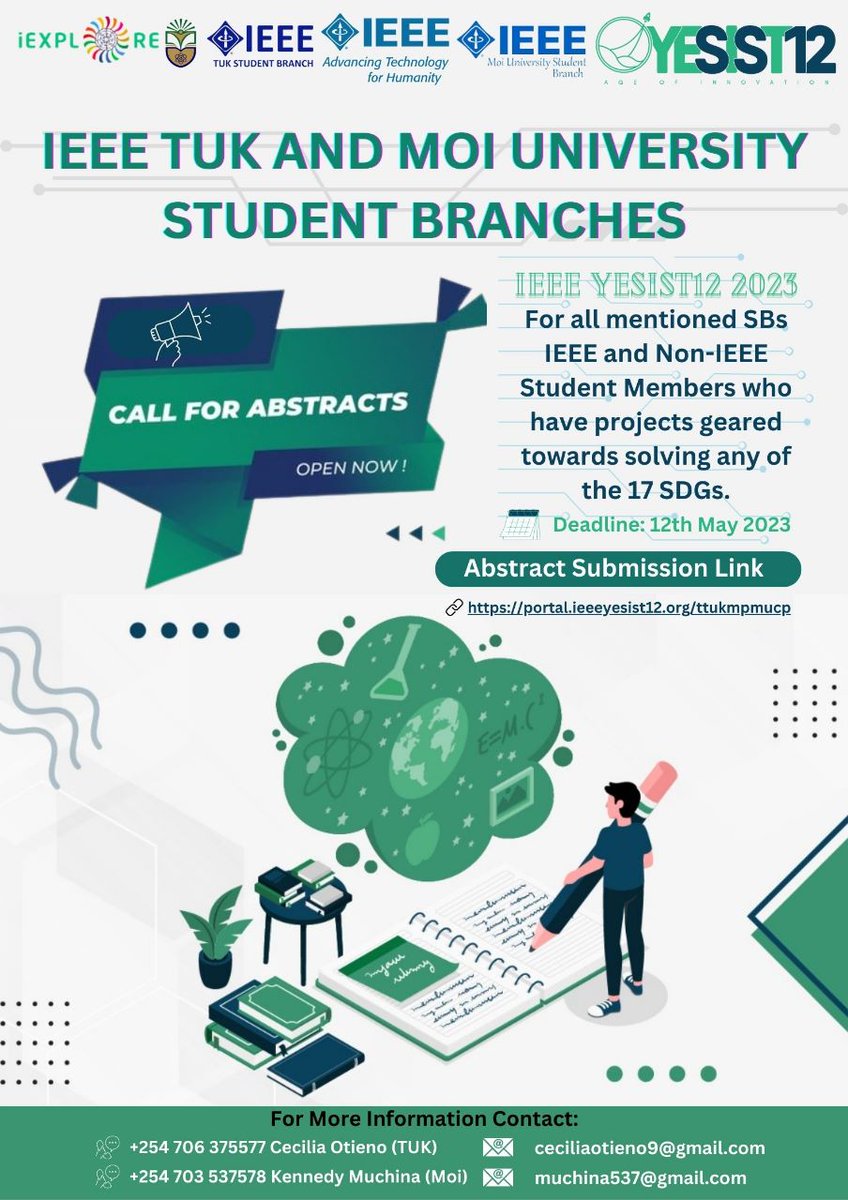 ‼️ *IEEE TUK Student Branch in partnership with IEEE Moi Student Branch presents CALL FOR ABSTRACTS/ PROJECTS🗒️ for IEEE YESIST12 2023.* ‼️