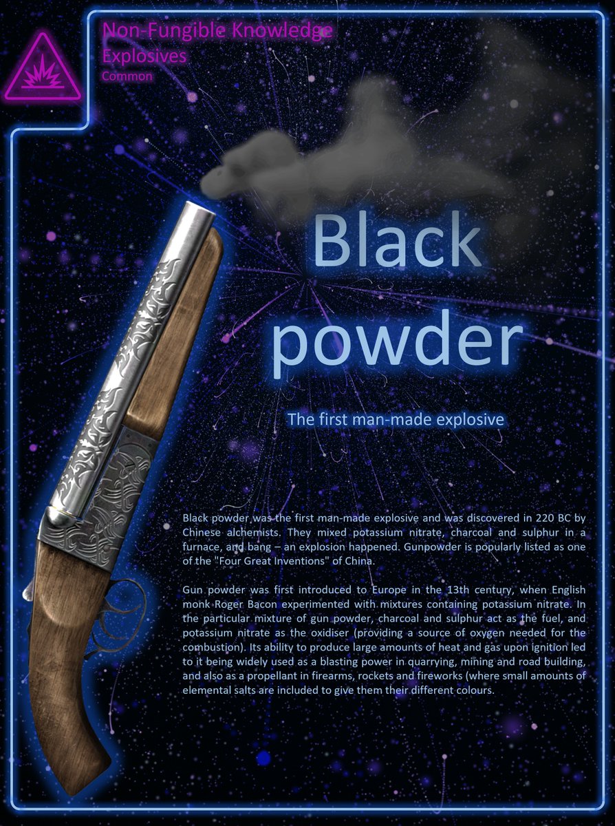 NfkMike's tweet photo. Black powder - the first man-made explosive material

#NFTs #NFTCommunity #DAO #NFTProject #NFKNFT

https://t.co/V9vJqA54b5 https://t.co/CIjq0FNrCm