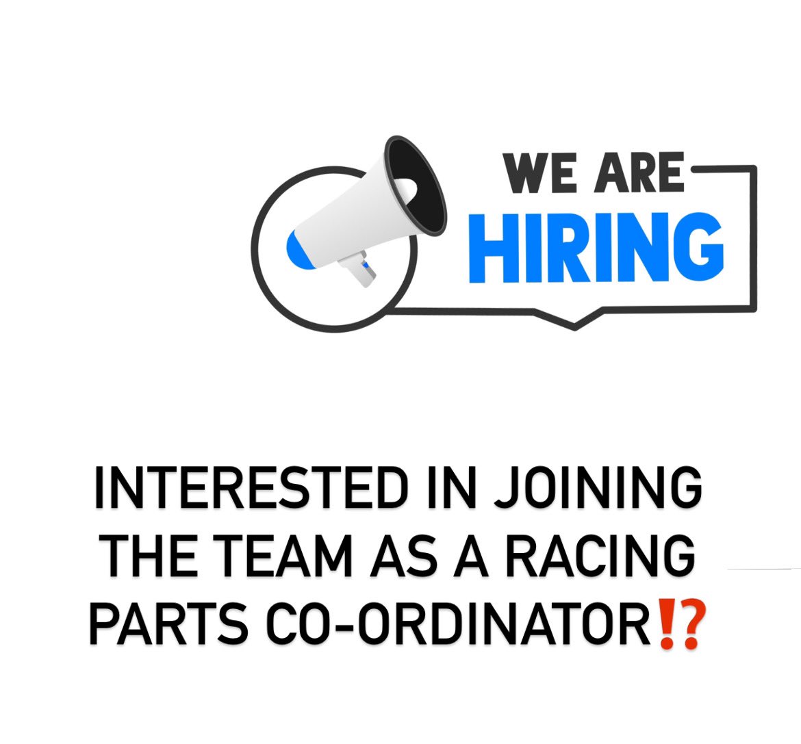 Are you interested in joining the MSS Team as a Racing Parts Co-Ordinator⁉️

Drop us a DM to get further details &amp; how to apply! 💥