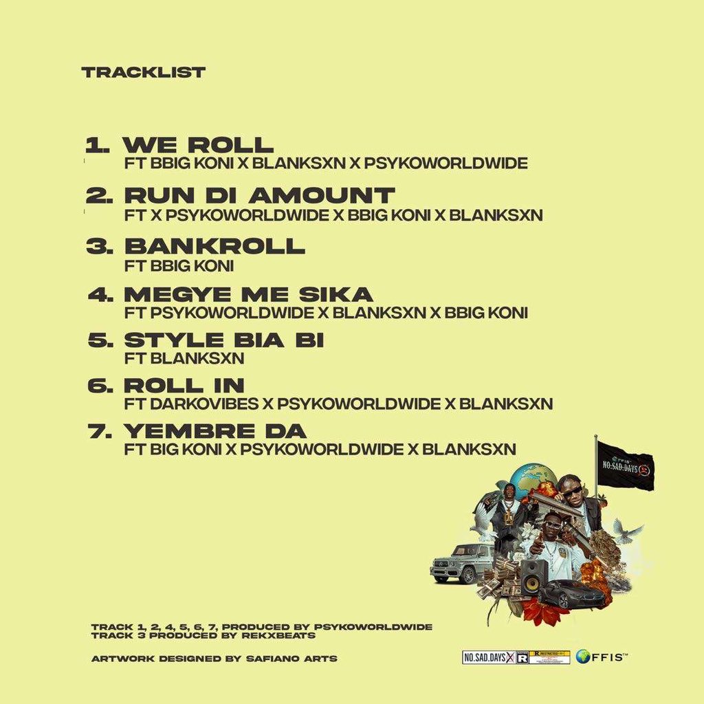 Track list NO SAD DAYS EP..12-05-23🌎🚀🇬🇭❤️