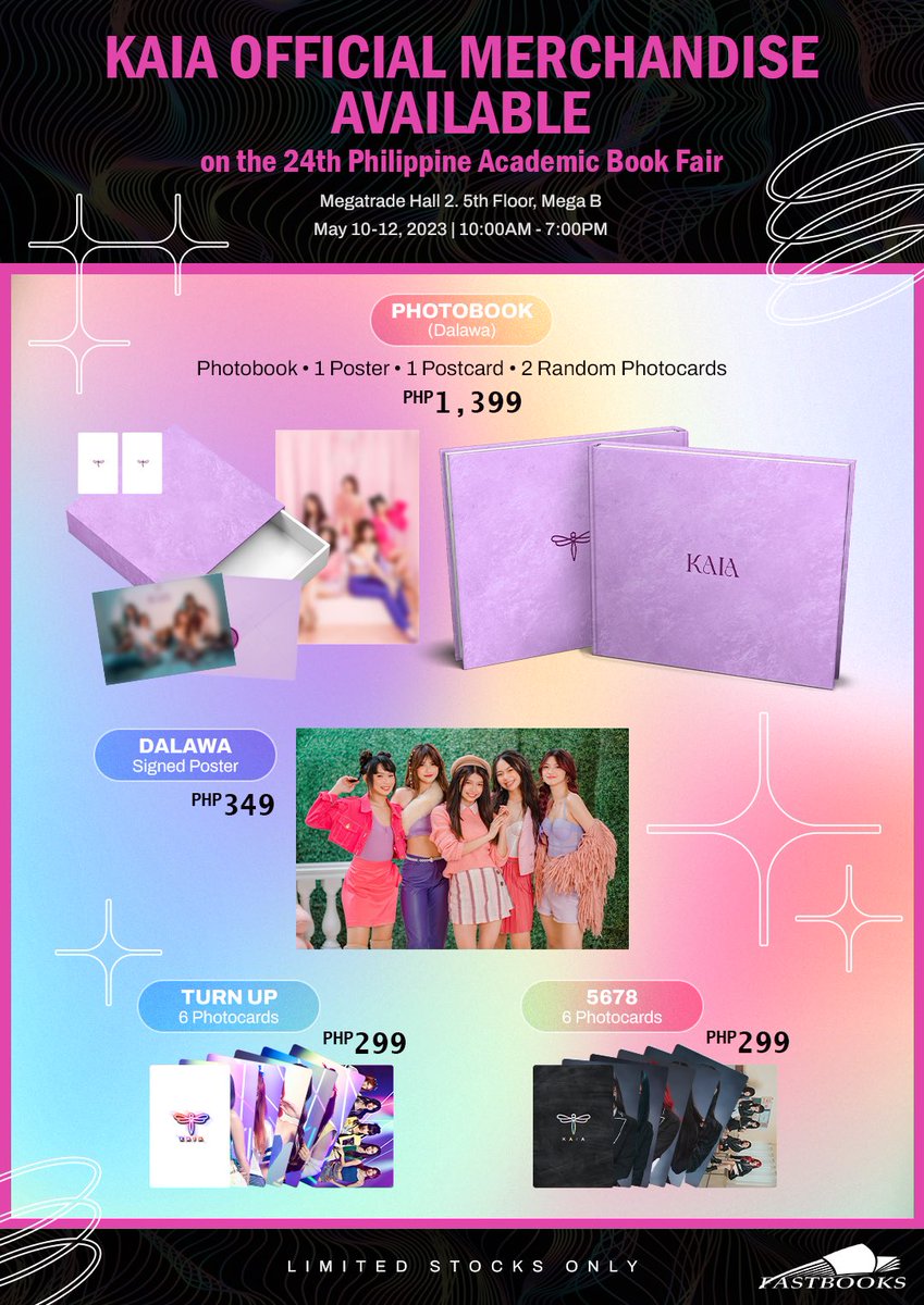 KAIAOfficialPH's tweet photo. [KAIA Merch]

KAIA Official Merch will be available at the 24th Philippine Academic Book Fair on May 10-12, 2023, 10:00AM - 7:00PM! Grab it on Fastbook Educational Supplies Inc.'s Booth 9, 10, 11, &amp; 12❣️

KAIA Merch onPABF 
#KAIA #KAIAMerch #KAIAMerchOnPABF https://t.co/wc6nlIRt0g
