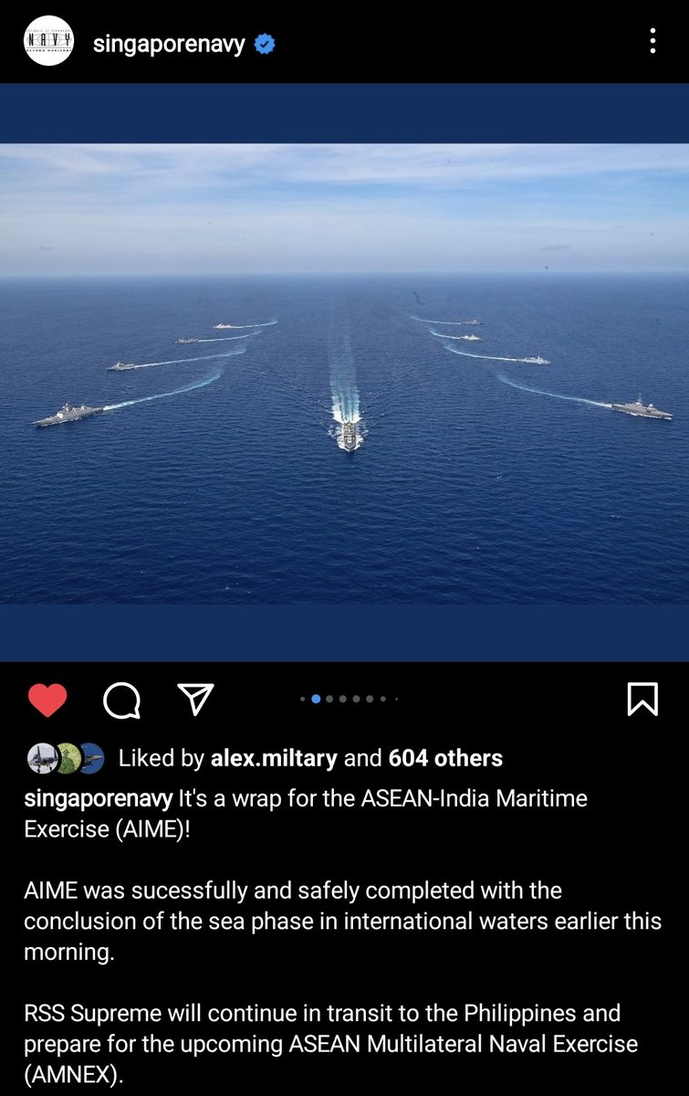 supbrow's tweet photo. 🇸🇬 Singapore Navy 📷 upon completion of #ASEAN-India 🇮🇳 Maritime Exercise #AIME2023 in #SouthChinaSea

Ships now sailing to Manila 🇵🇭 for ASEAN Multinational Maritime Exercise #AMNEX &amp; ASEAN Navy Chiefs Meeting

@Sharon__Seah
@raylockman 
@Aaron_MatthewIL 
@BDHerzinger https://t.co/Zxuz65Um25