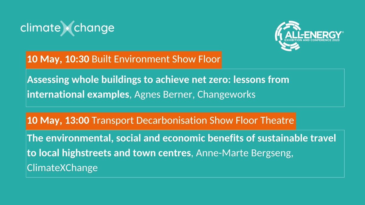 We look forward to two of our projects being presented at the ALL-ENERGY Conference this Wednesday. Join us to hear about assessing whole buildings to achieve net zero and the benefits of sustainable travel to local highstreets. #AllEnergy23 @annemarteb @ChangeworksUK