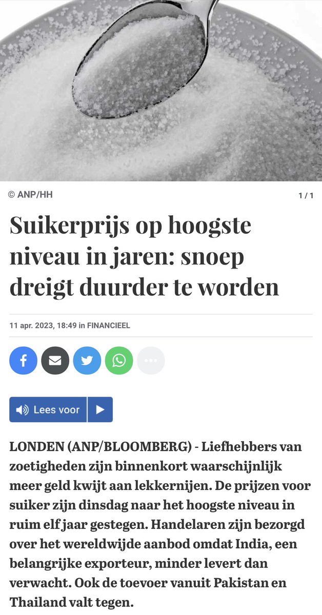 Gothoriumbackup's tweet image. #Suiker word door de politiek duurder gemaakt. Als smoes gebruikt men de mindere opbrengst in India 🤣🤣🤣 Het voedsel moet onbetaalbaar worden dat is het plan van het regime Rutte4. #Tuig Het leeuwendeel komt gewoon uit ons eigen land!