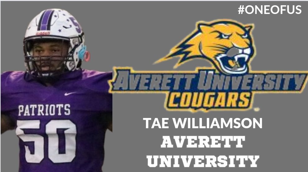 PHPatriotsFB's tweet photo. A big CONGRATULATIONS to Tae Williamson @Tae_W50 today! Tae will be signing at 3pm today to further his education and football career with @AveretteUCougars. Another one of our Class of 2023 players moving on to the next level! #OneOfUs https://t.co/CQ62ppzpyB