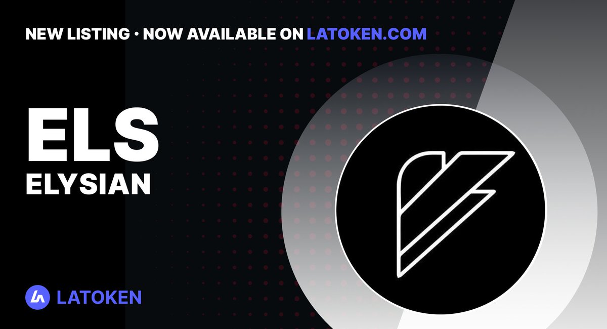 🏆 ELYSIAN (ELS) has been listed on #LATOKEN

📎 <a href="/Elysianers/">Elysianers</a>  (ELS) is a token minted on the XRPL and it is at the center with the other XRPL Token Athena (ATH) of the so called “A-E” ecosystem.
In the “A-E” ecosystem, the first player that adopted Elysian, is Aesthetes
