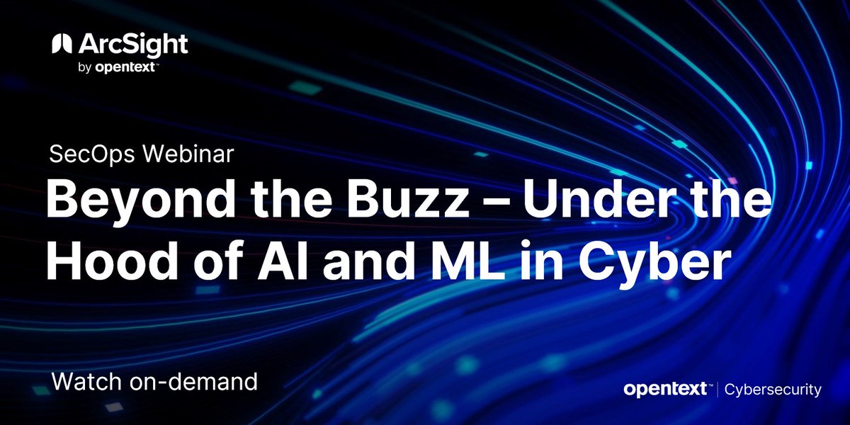 See what makes #ArcSight Intelligence different from other “#AI” solutions on the market in this new on-demand #SecOps webinar from <a href="/OpenTextSec/">OpenText Cybersecurity</a>. | #ArtificialIntelligence #MachineLearning #CyberResilience  #MyCompany bit.ly/3HOACsQ