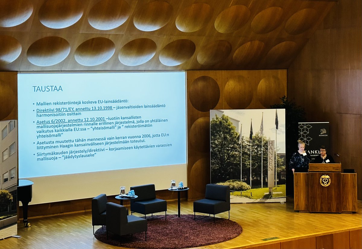 linda_norrgard's tweet image. Malleista asiaa - Irmeli Nokkanen @PapulaNevinpat ja @PamelaLonnqvist.

EU:n mallioikeusuudistus työn alla. Useita muutoksia tulossa.

Jatkossa rekisteröity mallisuoja voi saada (D) -merkinnän vastaavasti, kuten (C) ja (R). 

#designprotection #iprhuiput #iprpäivä