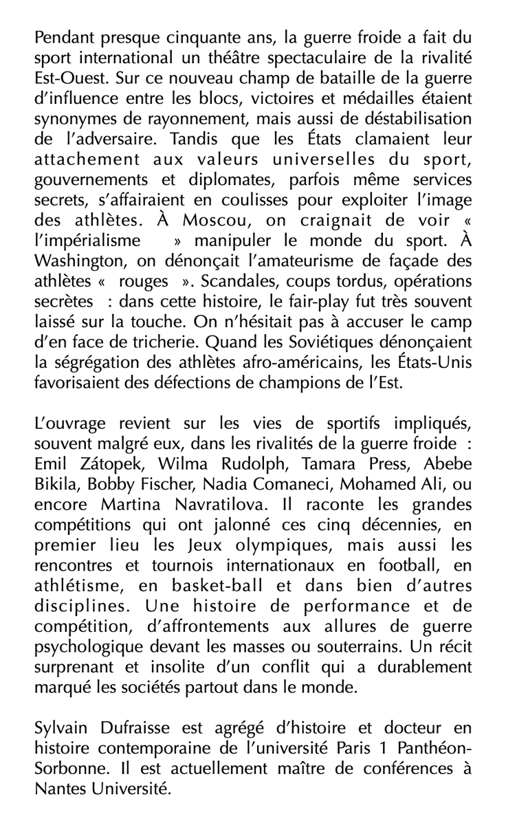 flr_louis's tweet photo. Sylvain Dufraisse - Une histoire sportive de la guerre froide

À paraître le 31 mai chez Nouveau Monde https://t.co/cfn4Li50ie