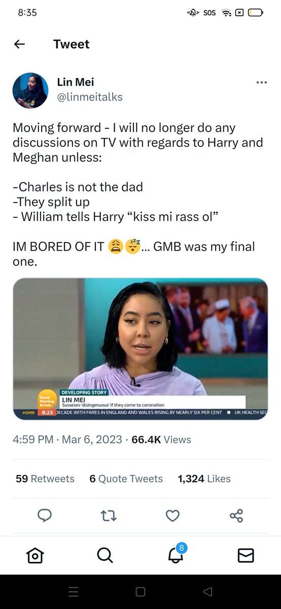Shi4ni's tweet photo. I hear Lin Mei is in #JeremyVine .Is her rent due?
Last she told the world she would never comment anymore about Harry and Meghan.
#RacistBritishMedia
#goodkin https://t.co/bExNNAWaK2