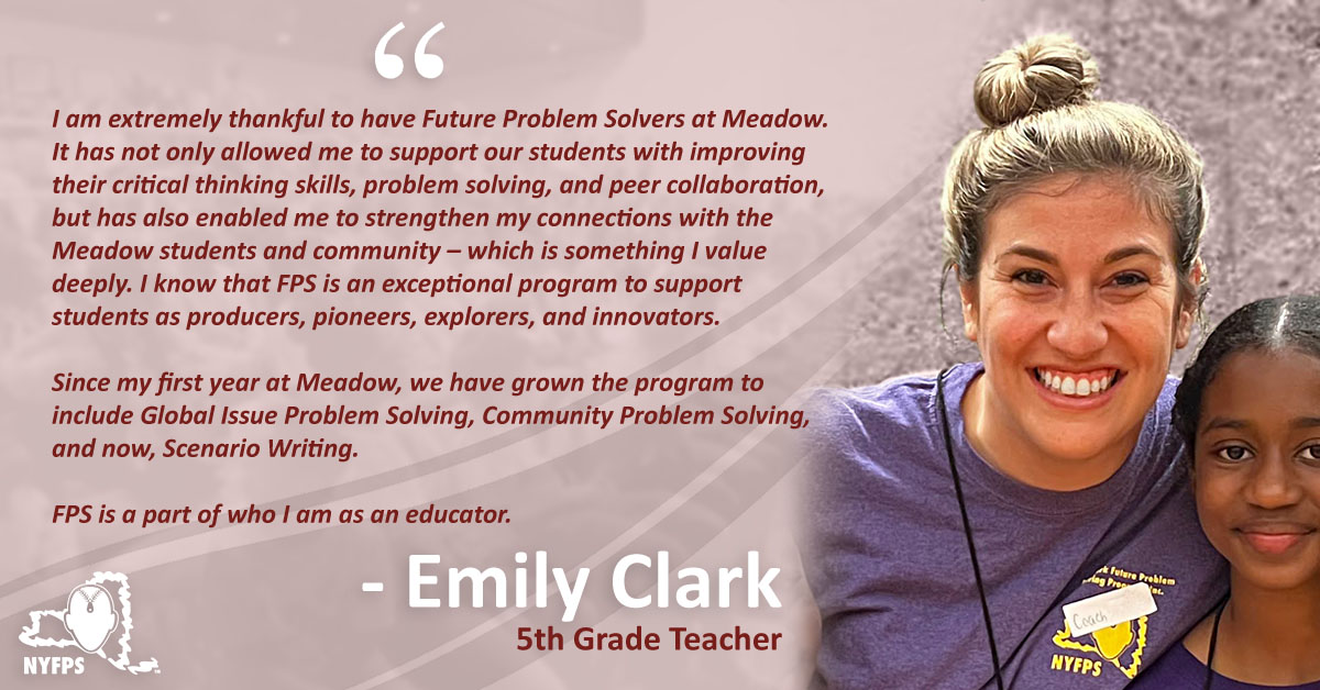 NYFPS's tweet photo. As part of Teacher Appreciation Week celebrations, we are spotlighting some of our Advisors who shared their reflections of what #NYFPS means to them. 

Featured Reflection: 
Emily Clark (@MsEmClark) is a 5th grade teacher who serves as Advisor to her CmPS, GIPS, &amp; SW students. https://t.co/fifsEk7pPg
