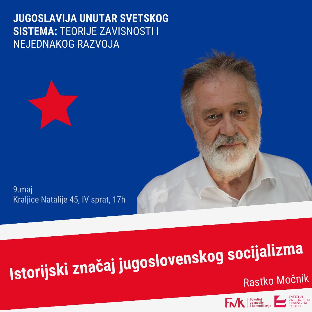 🔷 [Predavanje] Rastko Močnik – Istorijski značaj jugoslovenskog socijalizma 🔷

❗️ Događaj je otvoren za javnost ❗️
 
9 Maj 2023
17 CET
<a href="/IFDT_Beograd/">Institut za filozofiju i društvenu teoriju</a> (Kraljice Natalije 45, IV sprat) / Zoom

Ovaj događaj organizuju #CriticLab, #YugoLab #IFDT i <a href="/politicsFMK/">FMKPolitics</a>