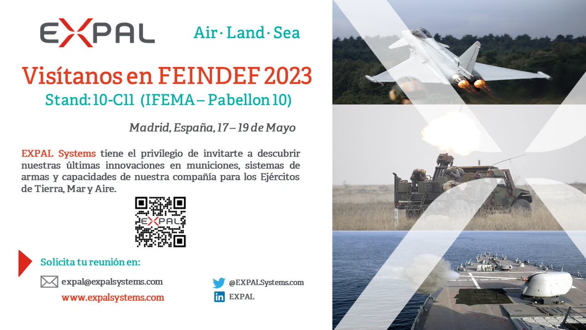 Cuenta atrás para el #FEINDEF2023!

Stand 10-C11. Pabellón 10

Para obtener más información o concertar una visita al stand, póngase en contacto con nosotros en: expal@expalsystems.com

#EXPAL #Tecnología #dualEIMOS #Feindef2023 #madrid #innovacion #defensa