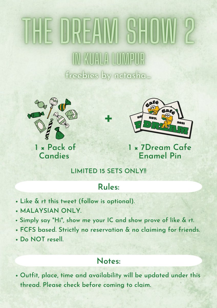 nctasha_'s tweet image. #TDS2inKL Freebies by @nctasha_ 🌱🌻
Refer pic for the rules!! 😄