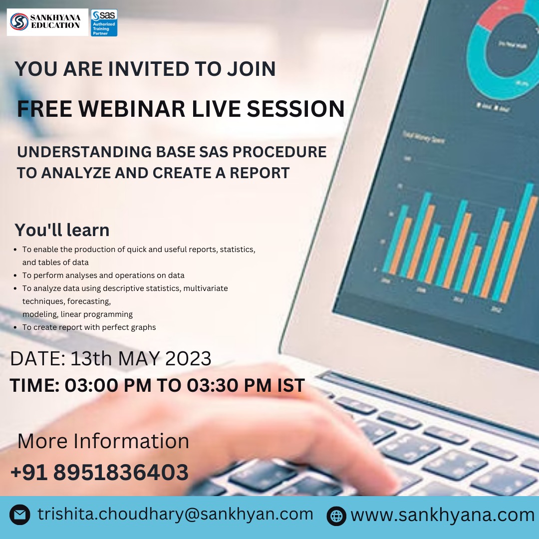 sankhayana's tweet photo. Register your interest here:- https://t.co/gMrDwtWRsE
+91 89518 36403, trishita.choudhary@sankhyana.com
https://t.co/54iIQjVfa0 #sasprocedure #sasprogramming #decisions #decisioning #healthcare #outcome #analytics #SASAnalytics #SAS #ClinicalSASTrainingInstituteBangalore #SAS https://t.co/Hcssp7L8PR