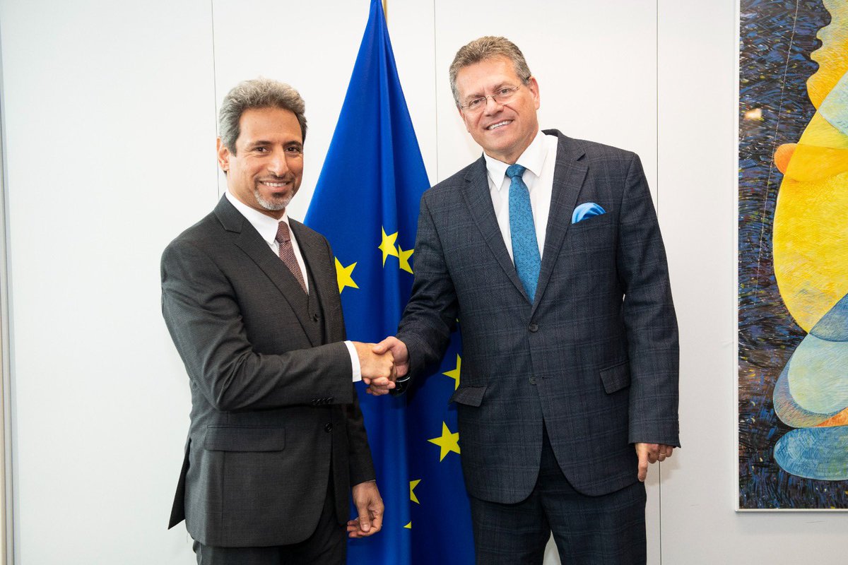 Pleased to have met 🇴🇲 Minister Salim Al Aufi. A forward-looking exchange on the #EUEnergyPlatform and the green transition.

A clear potential for Oman's engagement on #AggregateEU for joint gas purchasing, while also exploring collaboration on its potential successor, hydrogen.