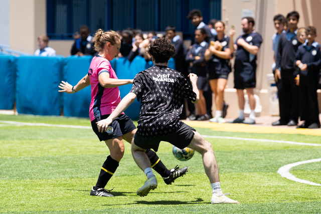 BSAKAbuDhabi's tweet photo. Competitive to the last, Year 13 students took on Staff in our annual ‘Raja Cup’ football match last week, resulting in a well-deserved victory to the staff with a final score of 1-0.  #BSAKRajaCup #BSAKSixthform  #BSAKfootball https://t.co/8PyCuwkYKE