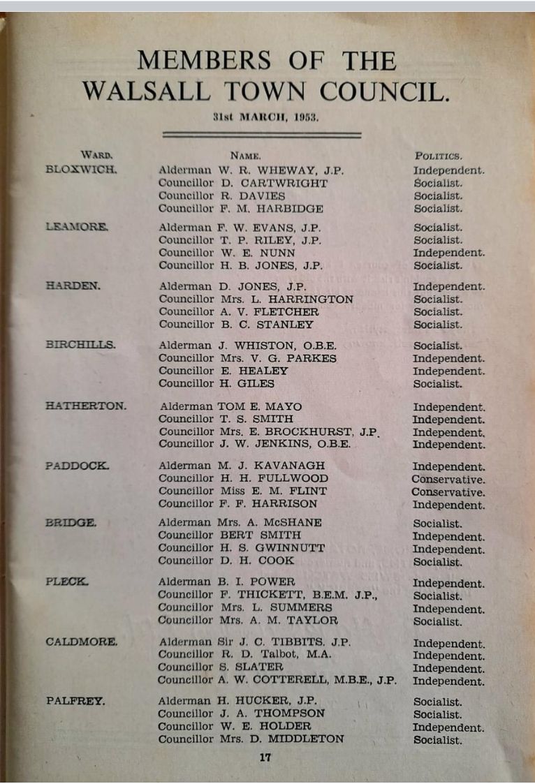 CllrRasab's tweet photo. Amazing history on Members of Walsall Council 1953. @andy4wm @Conservatives @10DowningStreet @WalsallCouncil @WalsallTory https://t.co/Nt4QeyTL7u