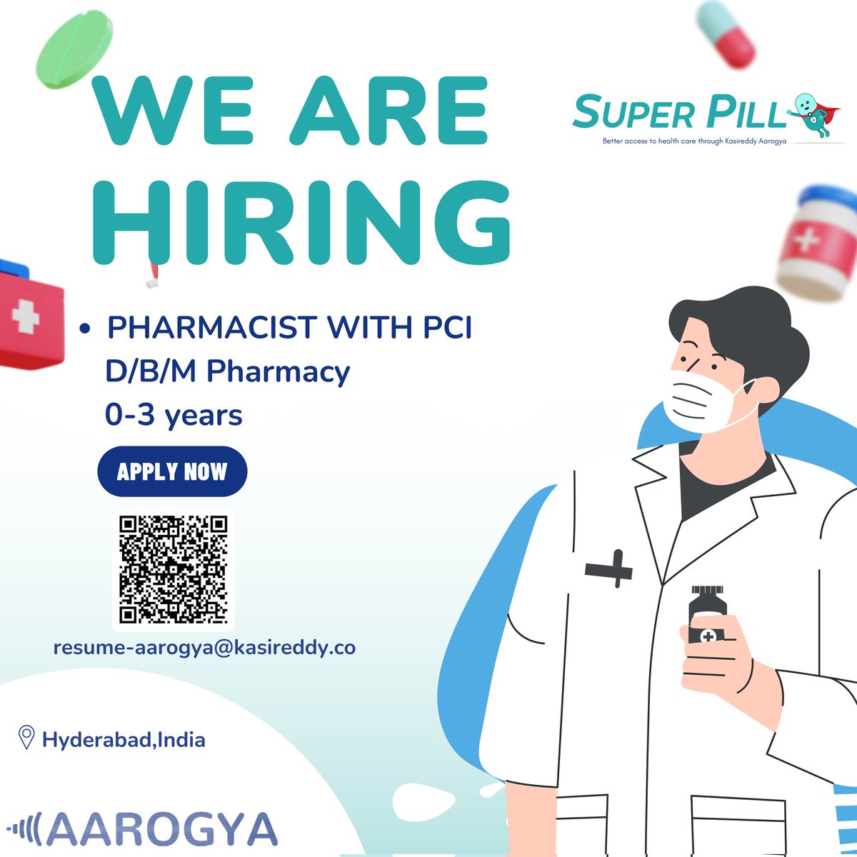 We are hiring

#alert #hiring #spreadit #hyderabad #miyapur #superpill
#superpillpharmacy #kasireddyhealth #pharmacist #pharnacyaide #jobopenings #dpharmacy #bpharmacy #mpharmacy #vacancies #joinourteam