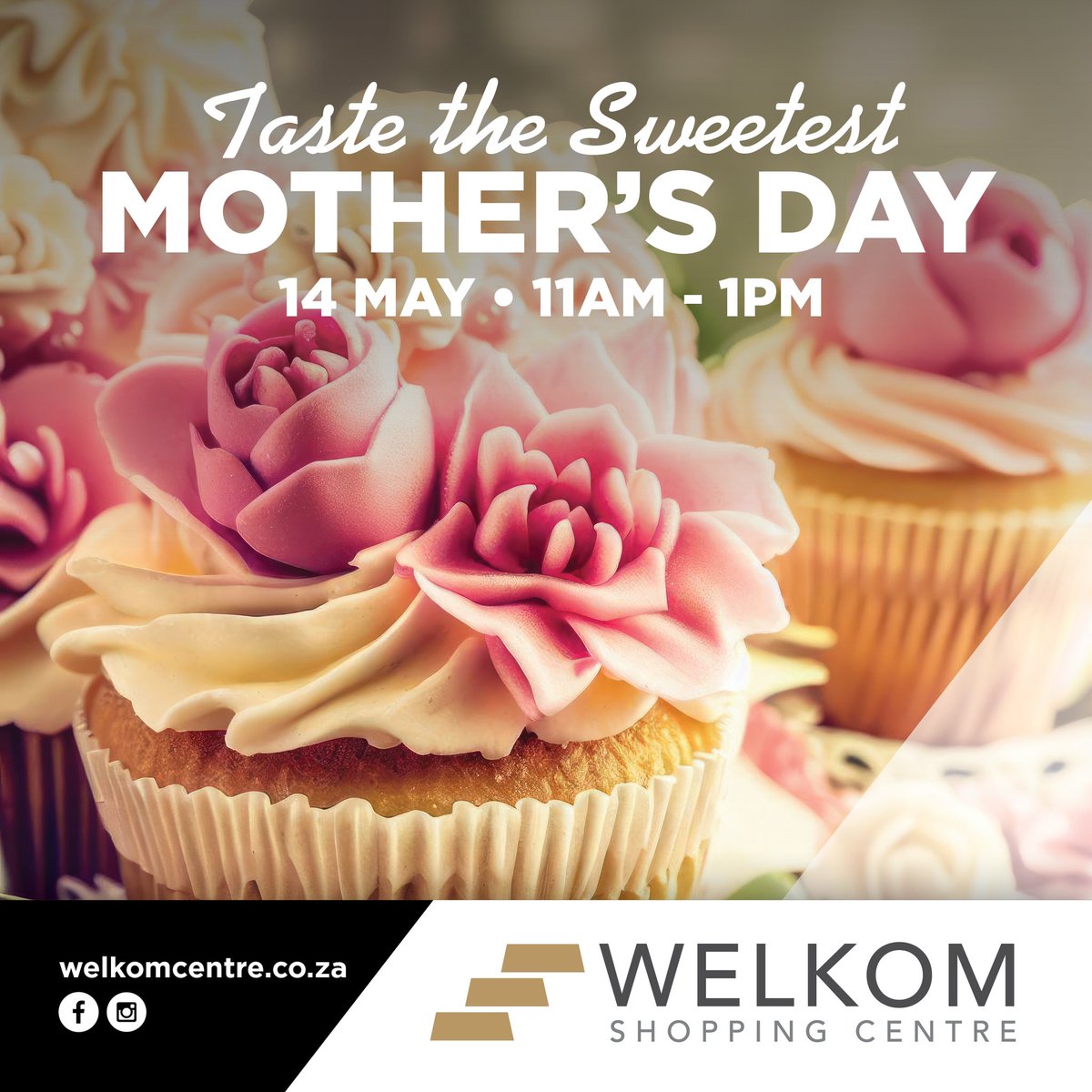 WelkomCentre's tweet photo. Taste the sweetest Mothers Day at Welkom Shopping Centre! 

Shop with us on 14 May 2023 between 11am- 1pm and you could receive a delicious slice of cake from us! 

T's &amp; C's Apply | While stocks last

#WelkomShoppingCentre #mothersday https://t.co/Rrt4ax5nGu