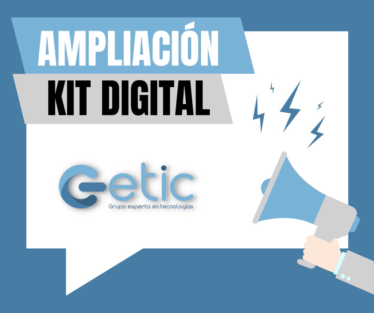 GETIC_'s tweet photo. ¡Buenas noticias para #pymes y #autónomos!🚨

Recientemente ha salido la #noticia📰de la ampliación🔝del plazo de solicitudes del #KitDigital hasta finales de 2024.

Si estás buscando🔎a un agente digitalizador homologado, puedes contar con nosotros👇

🌐https://t.co/QIu1UnUskU https://t.co/WqZNDPZfAX