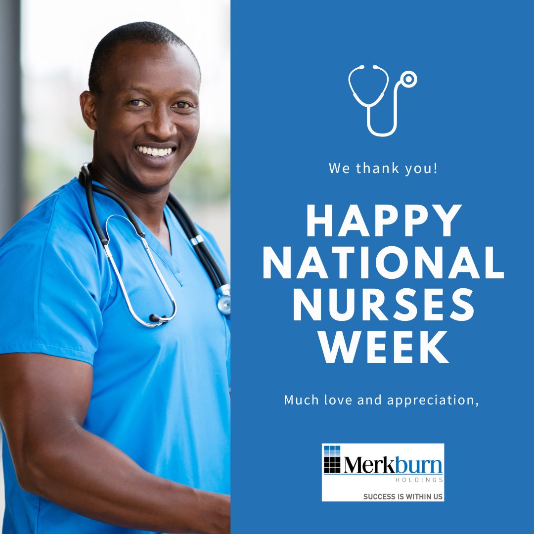 Merkburn's tweet photo. Happy National Nurses Week! 💐 Let's take a moment to honour all the hard-working nurses who dedicate their lives to caring for us. Your tireless efforts in providing quality care and comfort deserve our appreciation! 🤗 #NationalNursesWeek #OurNursesOurFuture 💙 #IKnowANurse https://t.co/FJS6x1QjKC