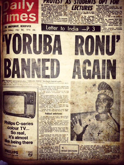 YorubaHeartland's tweet photo. "Yoruba Ronu" is a famous phrase now commonly used.  But this exact phrase has been controversial in the Nigerian space for quite sometime since it was first concocted by the legendary Hubert Ogunde.  

Here is a story of the legend and why "Yoruba Ronu" was controversial. https://t.co/jPM52BzB4b