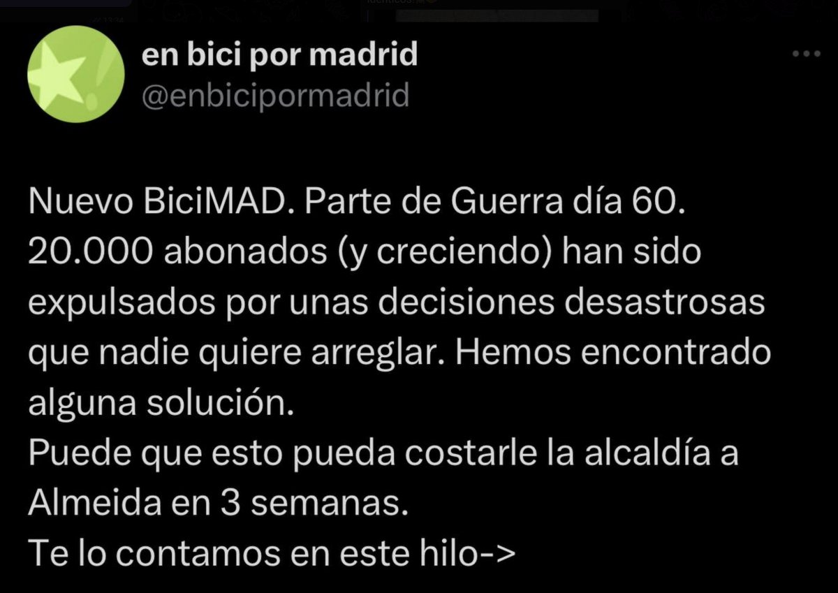 Transxte's tweet photo. Un mes después del 'plan de choque' de Bicimad el resultado es ‼️‼️20.000 usuarios expulsados ‼️‼️ del sistema e injusta e ⚠️ILEGALMENTE ⚠️sancionados. 

Os cuento mi experiencia en este 🧵HILO🧵 https://t.co/rfFlpmHHQu