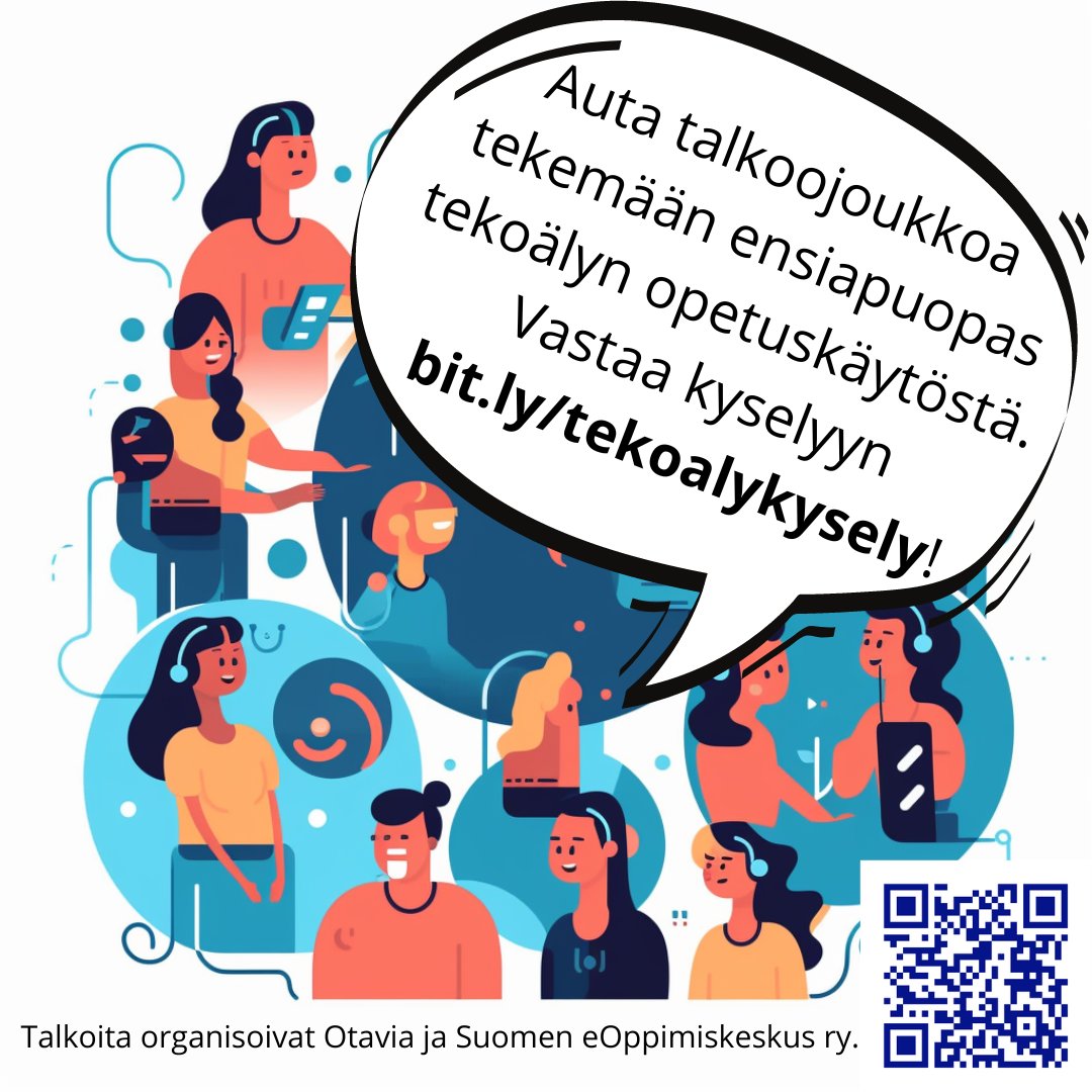 arongas's tweet photo. Tekoälyn ensiapupaketti opettajille eli kaikille, joilla ei ole aikaa ja energiaa yötä myöten kokeilla. Auta meitä! Vastaa: https://t.co/oPRXBxFVbv #tekoäly #opehommat #varhaiskasvatus #esiopetus #peruskoulu #lukio #ammattiopisto #amk #yliopisto #vapaasivistystyö https://t.co/gLyfYX23d6