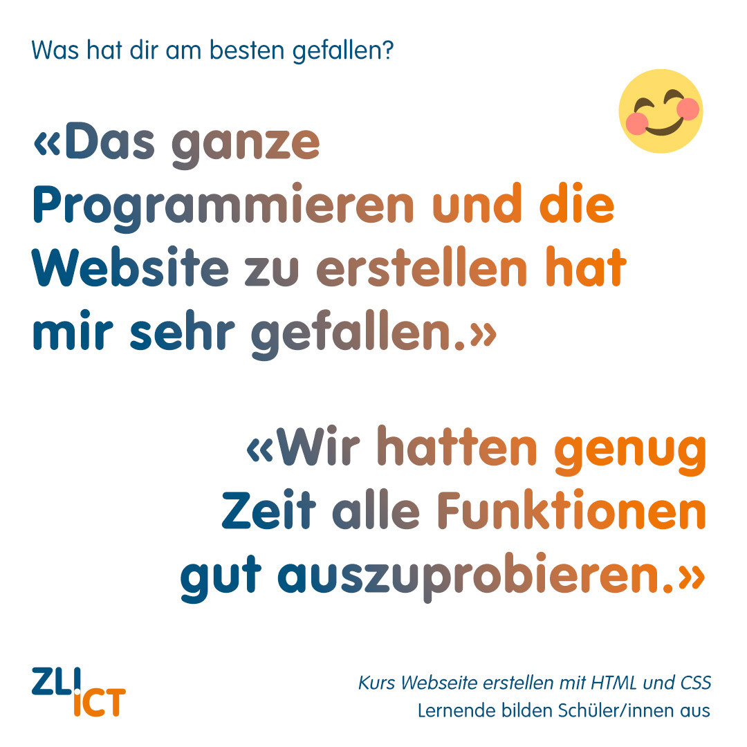 ZLICT's tweet photo. Wieder ein Grosserfolg! In den letzten zwei Wochen führten ZLI Lernende aus dem ICT Basislehrjahr selbständig Kurse für über 300 Schülerinnen und Schüler durch. 💯🎆
Was hat ihnen am besten gefallen? 👇🏻😊
#lernende #schüler #schülerinnen #ferienspass #zlict #ictbasislehrjahr https://t.co/QZStwBaFFu