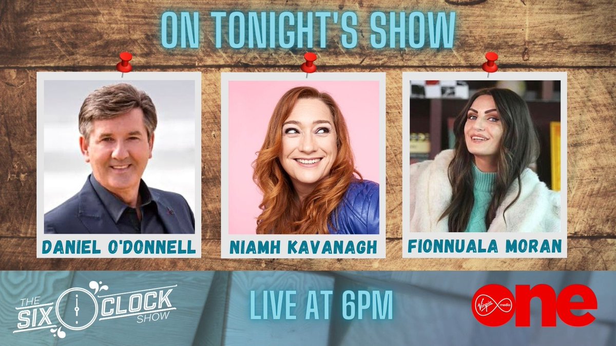 Kick off your week with tonight’s Six O’Clock Show!

#DanielODonnell – Singer 🎤
<a href="/niamhkavanagh93/">Niamh Kavanagh</a> – Eurovision Legend ✨
<a href="/FionnualaMoran/">Fionnuala Moran</a> – Climate Activist 🌎

Live at 6pm on Virgin Media One #SixVMTV