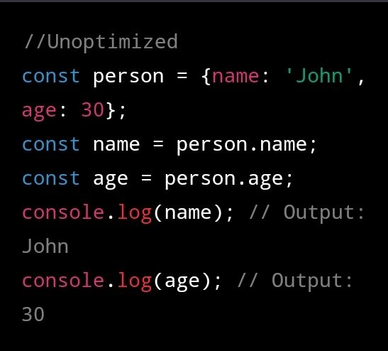 dev_today99's tweet image. 5/ #JavaScriptOptimization: Use object and array destructuring to access properties and elements more efficiently.