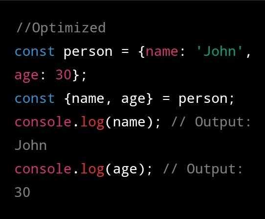 dev_today99's tweet image. 5/ #JavaScriptOptimization: Use object and array destructuring to access properties and elements more efficiently.