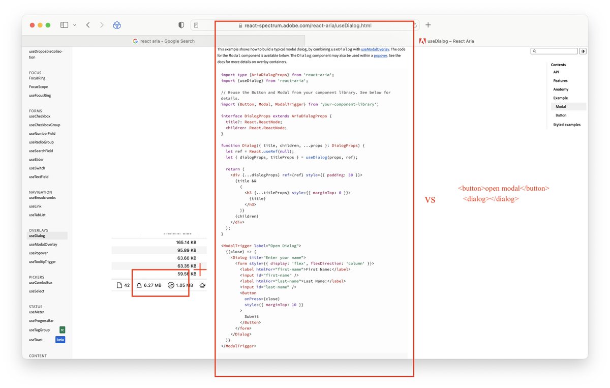 sakamies's tweet photo. I mean, I'm getting depressed again by the internet, but this just gets to me. Like six megabytes for the same functionality as a few lines of html. Could someone please explain this to me? ☠️ https://t.co/oSWj24j7Vx