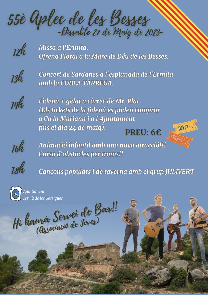 El proper dissabte 27 de maig es celebrarà l'𝑨𝒑𝒍𝒆𝒄 𝒅𝒆 𝒍𝒆𝒔 𝑩𝒆𝒔𝒔𝒆𝒔!!
Un any més us convidem a gaudir del dia!! 🌸🌿
Us hi esperem!! 😊
