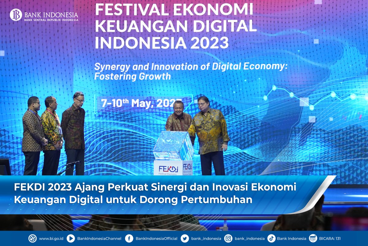 bank_indonesia's tweet photo. Punya pangsa pasar besar sekitar 40% dr total transaksi ekonomi digital ASEAN, Indonesia dianggap bs menjadikan ekonomi &amp; keuangan digital sbg sumber pertumbuhan ekonomi baru. Demikian kata Presiden @jokowi dlm pembukaan Festival Ekonomi Keuangan Digital Indonesia 2023. #BInfo https://t.co/wzFAquAORY