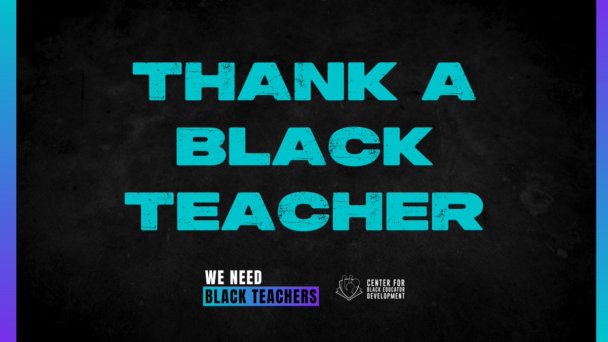 Dear Black Teacher: 

This #TeacherAppreciation Week, we want to thank you for committing to the revolutionary act of teaching Black children well. Thank you for liberating education. You are appreciated. #ThankABlackTeacher

WeNeedBlackTeachers.com  #WeNeedBlackTeachers
