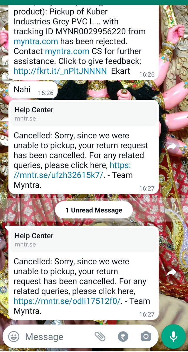 jolly27jul's tweet photo. @myntra @MyntraSupport @vineetsaxena @consumerforum_ @SharonPais @myntra @mhkamath ...yet again no one came to pick up and same type of message..my parents are senior citizen and are really getting troubled by all this... Can someone look at getting it fixed... https://t.co/XQIULvX1Q7
