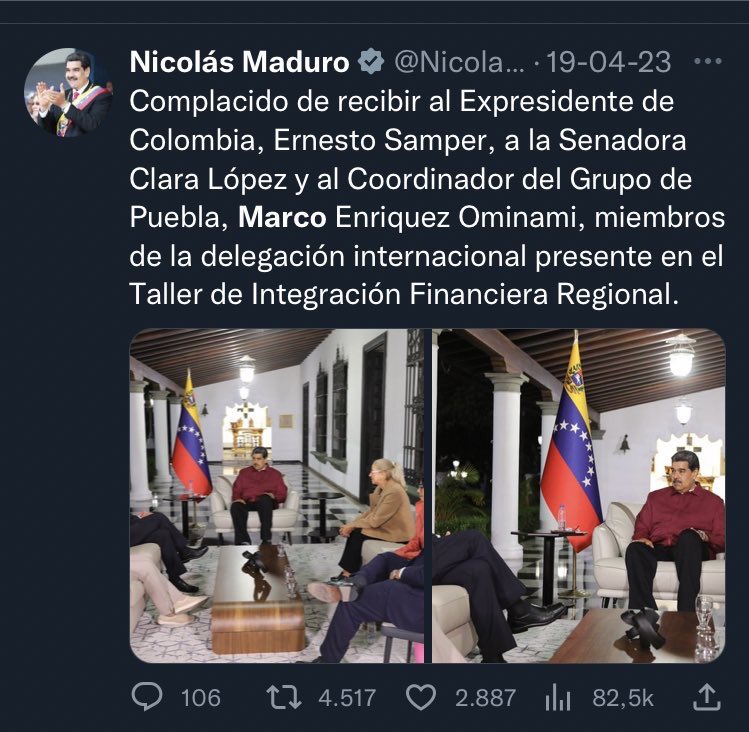 camilaemiliasv's tweet photo. MEO me bloqueó por mostrar su foto con Maduro de hace un mes. Si tuviera respeto por los DDHH jamás hubiese aceptado reunirse con el genocida. Cuando hable de ULTRA DERECHA recuérdenle la calaña de persona que es https://t.co/P5ujG3Xa3D