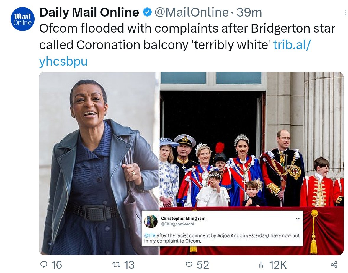 _Marnie_Andi's tweet photo. The UK has gone backwards, more racist than 20 yrs ago
2001 Greg Dyke called the BBC #HideouslyWhite bc it was & ppl agreed it needed to change
In 2023 @andoh_adjoa is attacked & condemned for stating the bleeding obvious about the #RacistRoyalFamily
The UK is a police state https://t.co/pZyzDla6Ea