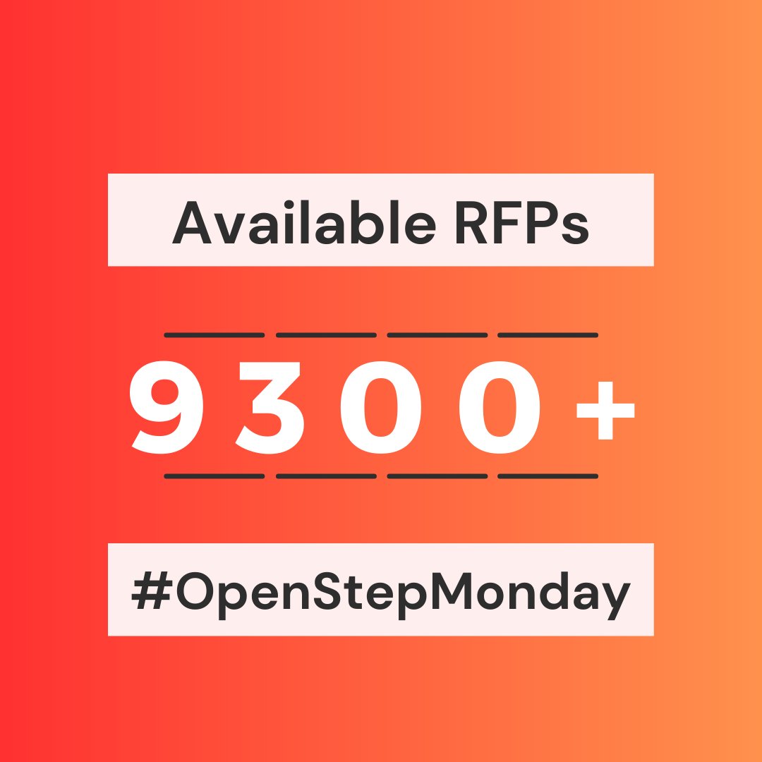 OpenStepIO's tweet image. Happy Monday!  This week we have over 9,300 RFPs to help you find your next business opportunity! 

***Openstep&apos;s Search is still in FREE BETA mode : link in bio***

#OpenStepMonday #Bids #RFP #entrepreneurship