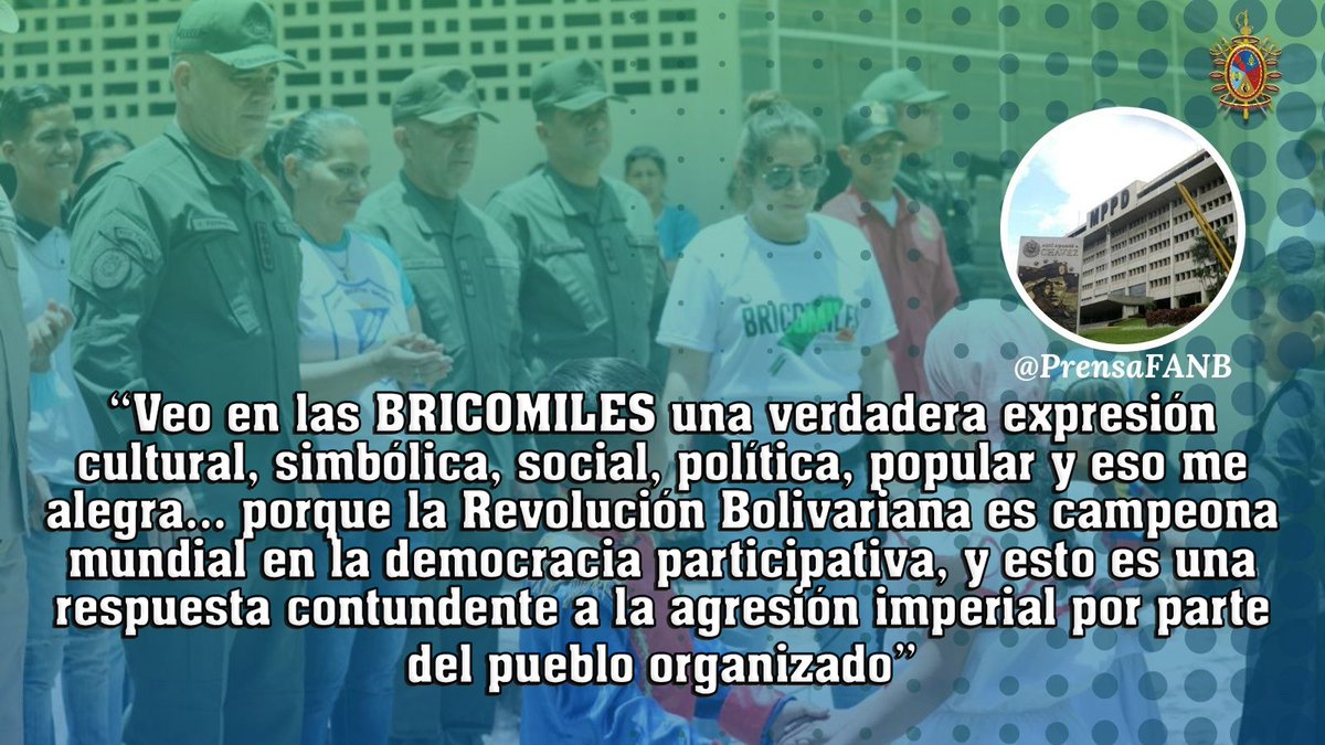 hljohan's tweet photo. Es la fuerza indomable de nuestro pueblo bolivariano el azimut de la #FANB, para continuar trabajando sin descanso con las #Bricomiles por el futuro de nuestros niños, niñas y adolescentes. ¡Qué viva la unión cívico-militar! https://t.co/LX87TN0rZJ