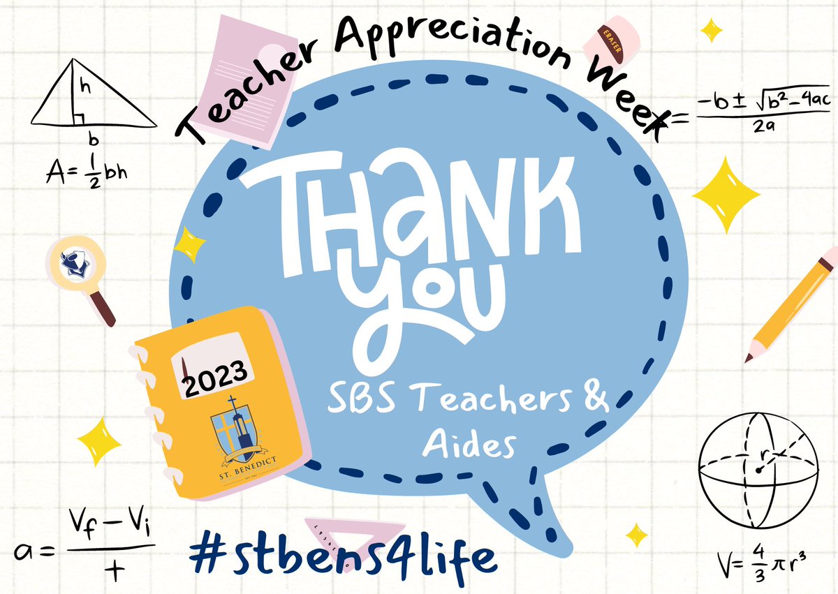 It’s Teacher Appreciation Week and we have an amazing staff <a href="/stbensholmdel/">St. Benedict School</a>! Don’t forget to thank the SBS teachers and aides for all that they do everyday to support the overall development of our students! #stbens4life 💙🤍