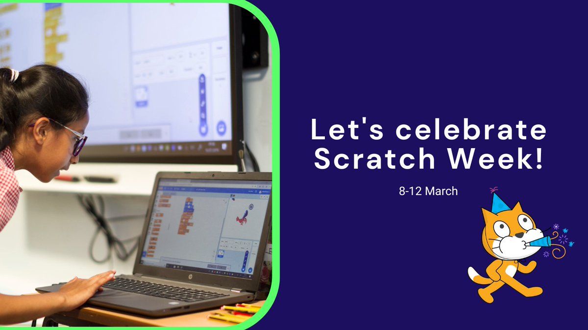 🐱📢It's officially #ScratchWeek! Plan a #ScratchDay for your pupils with new daily themes available on @scratch to help inspire your projects! Feel you need to brush up your skills, our online course 'Introduction to Programming with Scratch' can help👉 ncce.io/7iZUE3